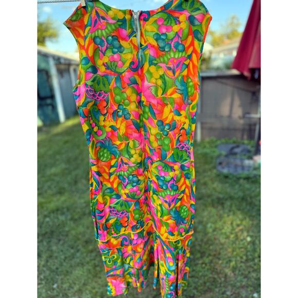 Vintage 1960s 70s Psychedelic Floral Sleeveless Day Dress Mod Festival Boho - Picture 2 of 6